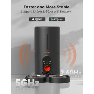 WOPET WiFi Controlled Automatic Cat Feeder for Two Pets