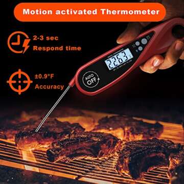 Sangaotian Digital Meat Thermometer, Instant Read Cooking Thermometer with Backlight, Magnet, Waterp...