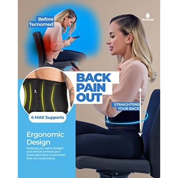 Tecnomed Back Brace for Instant Back Pain Relief - Adjustable Support