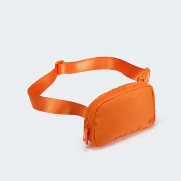 Pander Two Way Zipper Fanny Pack Nylon Everywhere Belt Bag for Women, Water Repellent Waist Packs, Crossbody Bags with Adjustable Strap (Dark Orange).