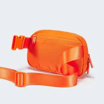 Pander Two Way Zipper Fanny Pack Nylon Everywhere Belt Bag for Women, Water Repellent Waist Packs, Crossbody Bags with Adjustable Strap (Dark Orange).