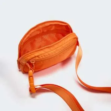 Pander Two Way Zipper Fanny Pack Nylon Everywhere Belt Bag for Women, Water Repellent Waist Packs, Crossbody Bags with Adjustable Strap (Dark Orange).