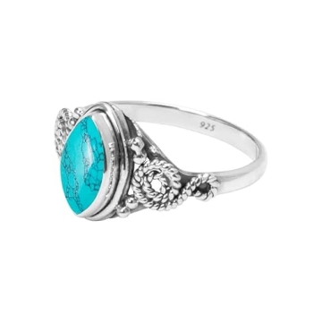 Stunning Turquoise Stone Ring in 925 Sterling Silver
