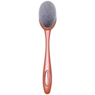Real Techniques Blend & Blur Foundation Brush, For Liquid Foundation, Long Handle, Easy Makeup Application, Oval Shaped Brush Head with Dense, Plush, Synthetic Bristles, Orange Face Brush, 1 Count