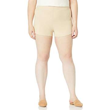 The Drop Women's Faith Pull-On Ribbed Sweater Short, Creme Brulee, XXL, Plus Size