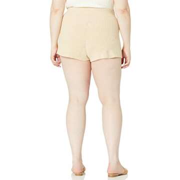 The Drop Women's Faith Pull-On Ribbed Sweater Short, Creme Brulee, XXL, Plus Size