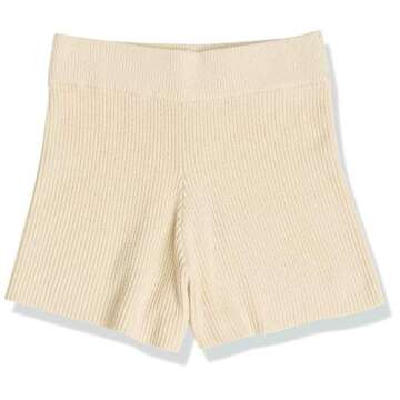 The Drop Women's Faith Pull-On Ribbed Sweater Short, Creme Brulee, XXL, Plus Size