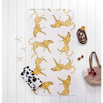 Welhome Cotton Beach Towel Set - Quick Dry Oversized Comfort