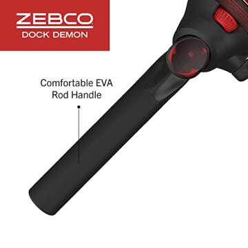 Zebco Dock Demon Spincast Reel and Fishing Rod Combo, 30-Inch 1-Piece Fiberglass Fishing Pole with EVA Handle, QuickSet Anti-Reverse Fishing Reel, Pre-Spooled with 6-Pound Zebco Line, Red, 20