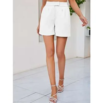 Chic Famulily Women's White Pleated Shorts for Summer