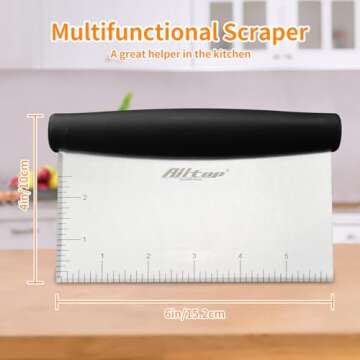 ALLTOP Bench Scraper & Chopper for Kitchen - Ideal Baking Essential Utensil,Stainless Steel Pastry/D...