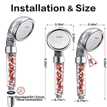 NOSAME High Pressure Filtration Shower Head with 3 Modes