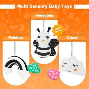 Zendstanding Spiral Pram Toys for Babies - Activity Hanging Toys Stroller Pushchair Car Seat Baby Black and White Sensory Toys for 0-12 Months, Newborn Infant Boy Shower Gifts