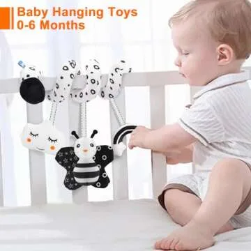 Zendstanding Spiral Pram Toys for Babies - Activity Hanging Toys Stroller Pushchair Car Seat Baby Black and White Sensory Toys for 0-12 Months, Newborn Infant Boy Shower Gifts