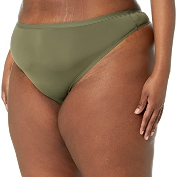 Amazon Essentials Women's Thong Underwear (Available in Plus Size), Pack of 6, Dark Military Green/Rose/Soft Pink, X-Small