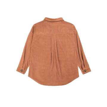 VICHYIE Womens Shacket Shirts Casual Long Sleeve Corduroy Oversized Button Down Blouses Tops Jacket Fall Outwear Coat Brown L