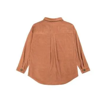 VICHYIE Womens Shacket Shirts Casual Long Sleeve Corduroy Oversized Button Down Blouses Tops Jacket Fall Outwear Coat Brown L