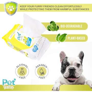 Pet Faves Dog Wipes for Cleaning and Deodorizing | Hypoallergenic Grooming Wipes for Paws and Butt, ...