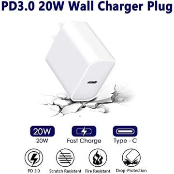 Fast Charging iPhone 20W PD USB-C Wall Charger & Cable