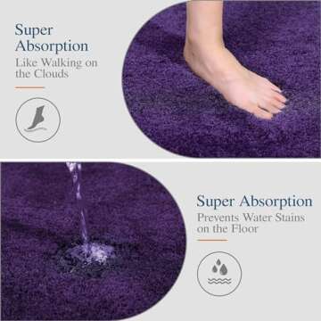 Walensee Dark Purple Soft Bath Rug – Machine Washable & Non-Slip