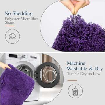 Walensee Dark Purple Soft Bath Rug – Machine Washable & Non-Slip
