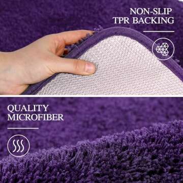 Walensee Dark Purple Soft Bath Rug – Machine Washable & Non-Slip