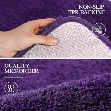 Walensee Dark Purple Soft Bath Rug – Machine Washable & Non-Slip