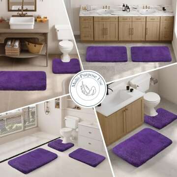 Walensee Dark Purple Soft Bath Rug – Machine Washable & Non-Slip