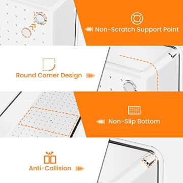 Criusia 6 Pack Large Size Clear Plastic Drawer Organizers, Versatile Acrylic Kitchen Drawer Organize...