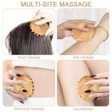 GLEAVI Wooden Massage Comb for Dandruff Removal, Wide Tooth Hair Brush Shampoo and Dry Hair Scalp Care, Round Tip Scalp Massager Comb Guasha Tool, Light Yellow, Unisex