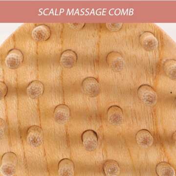 GLEAVI Wooden Massage Comb for Dandruff Removal, Wide Tooth Hair Brush Shampoo and Dry Hair Scalp Care, Round Tip Scalp Massager Comb Guasha Tool, Light Yellow, Unisex