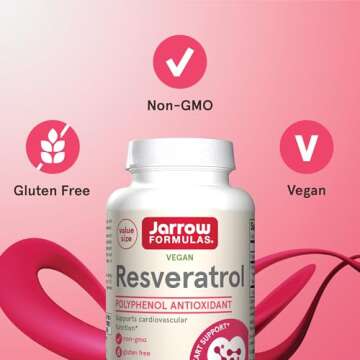 Jarrow Formulas Resveratrol 100 mg for Cardiovascular Health