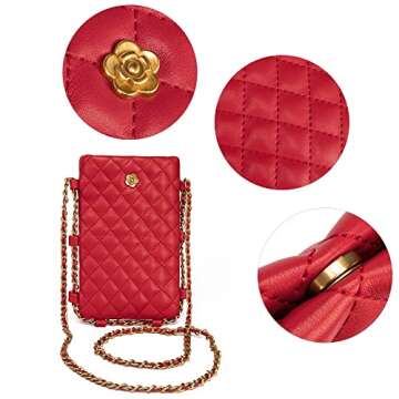 Montana West Small Crossbody Bags for Women Trendy Quilted Cell Phone Purse Chain Wallet Bag MWC-141RD