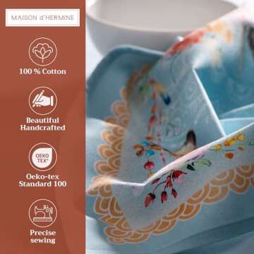 Maison d'Hermine Cloth Napkins Set of 4 - 100% Cotton - Ideal for Everyday & Special Occasions