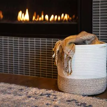 Common Decor Plant Basket for 10 inch Plant Pots Indoor, Modern Floor Basket Planter with Handles, Beautiful Indoor Planter Basket, Woven Plant Basket Size: 11" x 11"