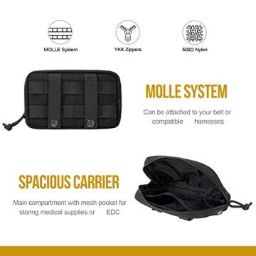 OneTigris Service Dog Vest Harness Saddle Bag Backpack Pouch, Emotional Support, Service Dog in Training,Quality Saddlebag for Tactical Dogs Vests(Black)