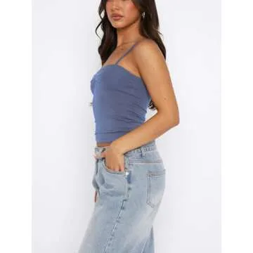 Stylish ForeFair Women Y2K Sweetheart Crop Top - Ash Blue