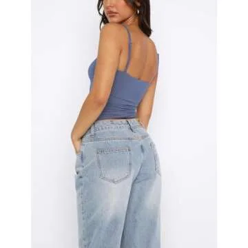 Stylish ForeFair Women Y2K Sweetheart Crop Top - Ash Blue