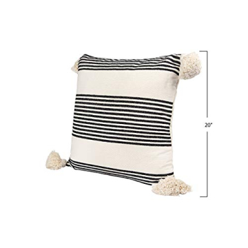 Creative Co-Op Black Stripes & Tassels Pillows