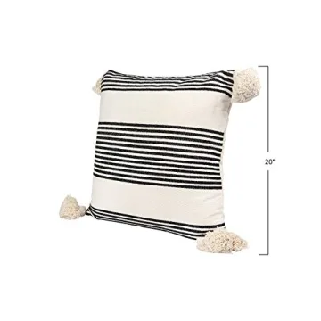 Creative Co-Op Black Stripes & Tassels Pillows