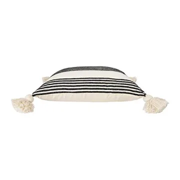 Creative Co-Op Black Stripes & Tassels Pillows