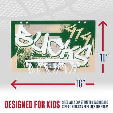 Milwaukee Bucks Over The Door Basketball Hoop for Kids