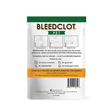 BleedClot Pet First Aid Blood Clotting Powder | The Best for All Animals to Stop Bleeding, Guaranteed | for Minor Cuts and Severe Arterial Bleeding | from The Makers of BleedStop (4 Pouches (0.5 oz))