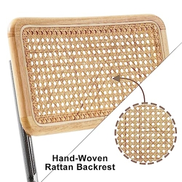 GrandNoor Rattan Counter Height Stools Set of 2 with Solid Wood Back, 24 Inch Mid Century Modern Cesca Bar Stools (White, 1PC-24'' Counter Height Stool)