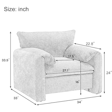 Miscoos Chenille Oversized Armchair for Comfortable Living