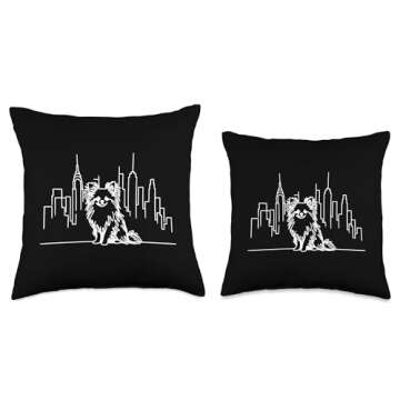 Chihuahua dog in New York City line art, NYC skyline design Throw Pillow