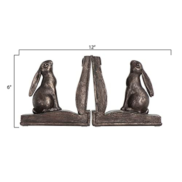 Creative Co-Op Rustic Rabbit Bookends Set of 2 Bronze