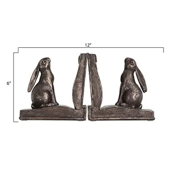 Creative Co-Op Rustic Rabbit Bookends Set of 2 Bronze