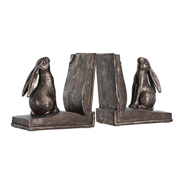 Creative Co-Op Rustic Rabbit Bookends Set of 2 Bronze