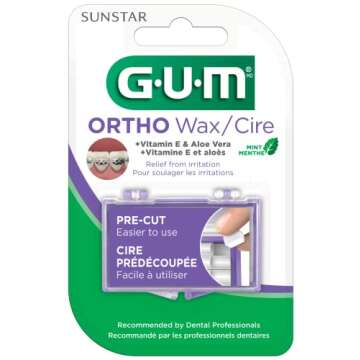 GUM Orthodontic Wax for Braces and Dental Devices - Soothing Dental Wax with Vitamin E and Aloe Vera...